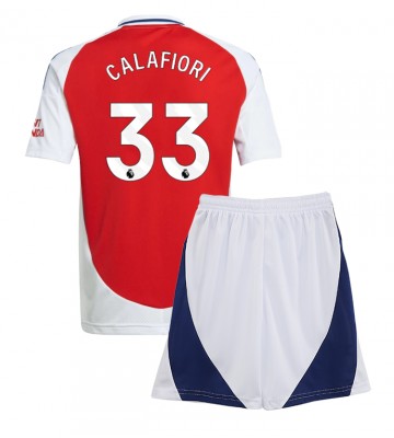 Arsenal Riccardo Calafiori #33 Hemmakläder Barn 2024-25 Kortärmad (+ Korta byxor)